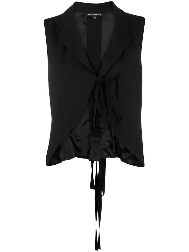 cropped tie-front waistcoat