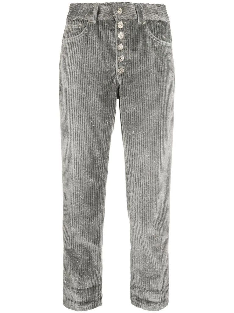 high-rise cropped corduroy trousers