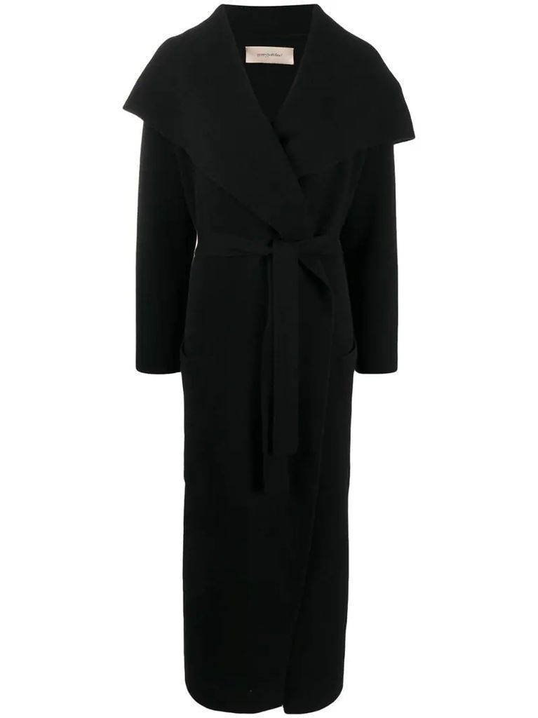 belted double-breasted cashmere coat