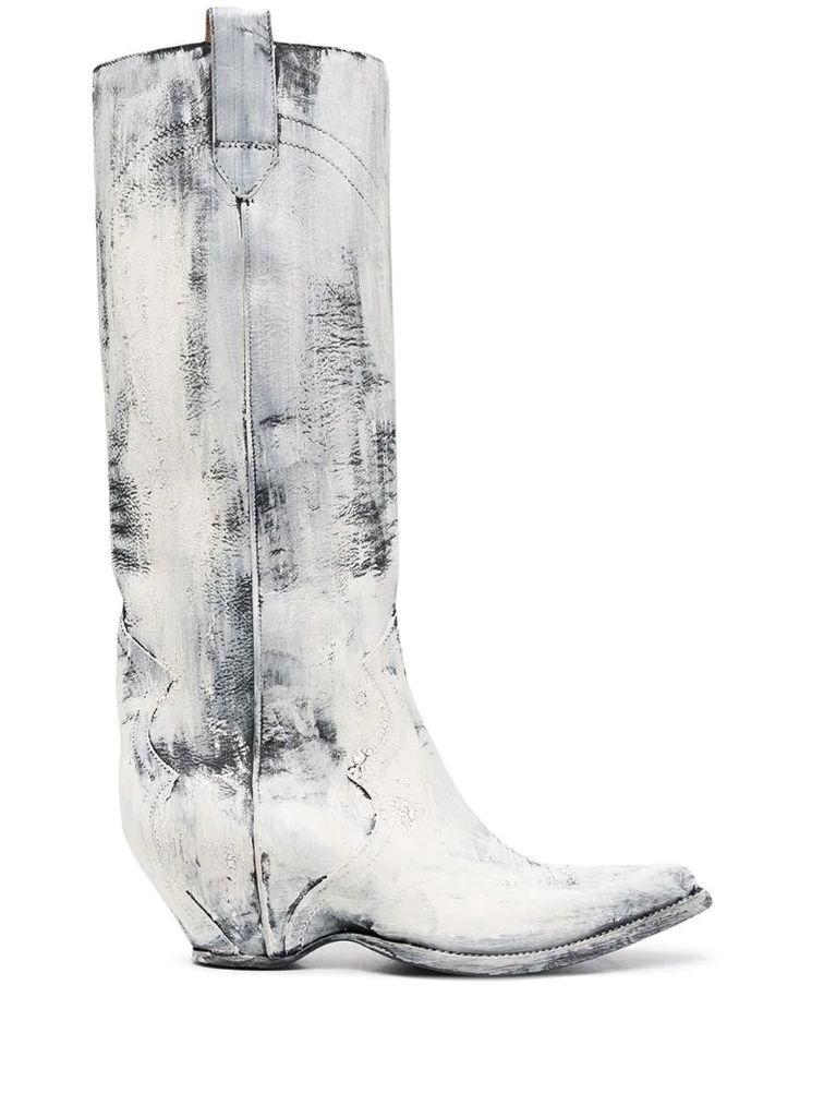 paint-effect Western boots