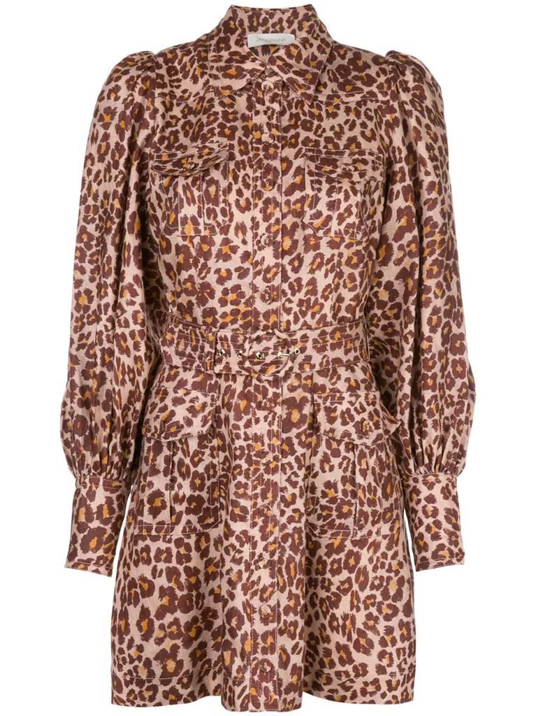 leopard shirt dress