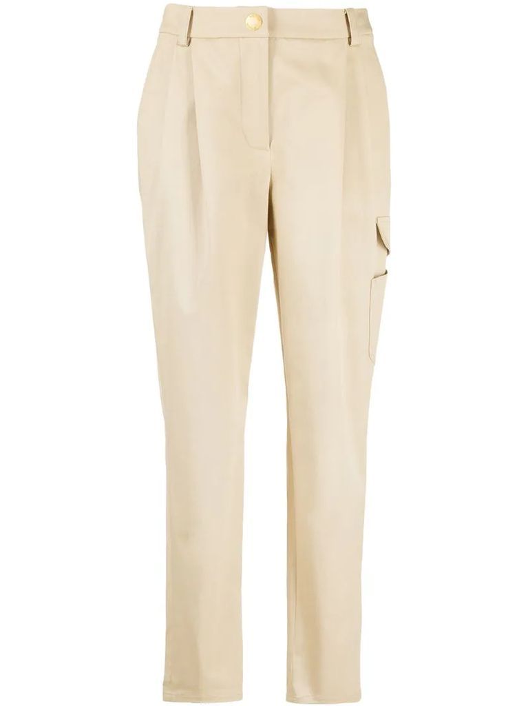 high-waisted cropped cargo trousers