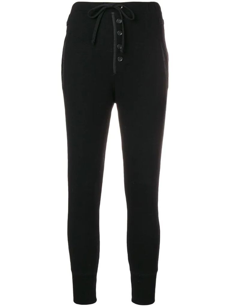 slim-fitted trousers
