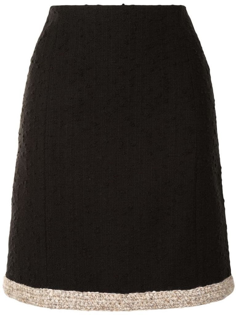 crochet-trimmed mini skirt