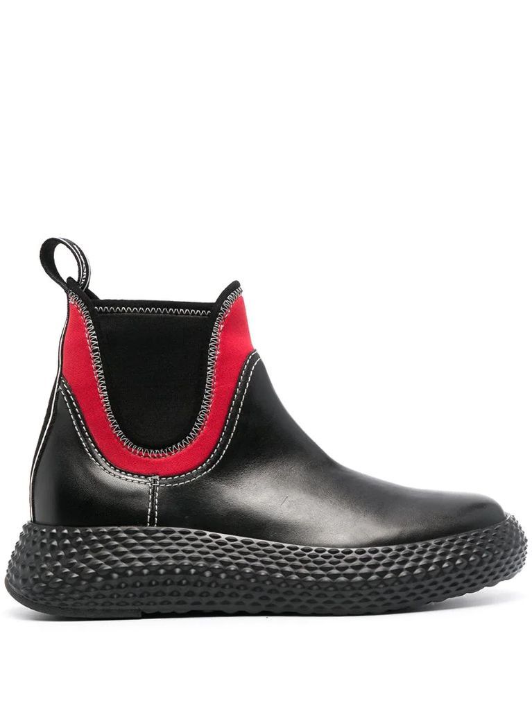 neoprene-trimmed ankle boots