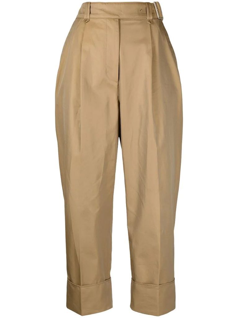 belted turn up cuff trousers