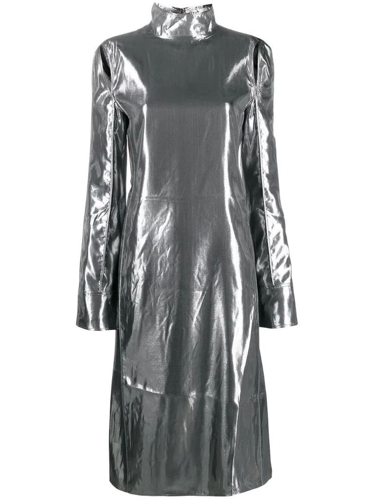 metallized cut-out dress