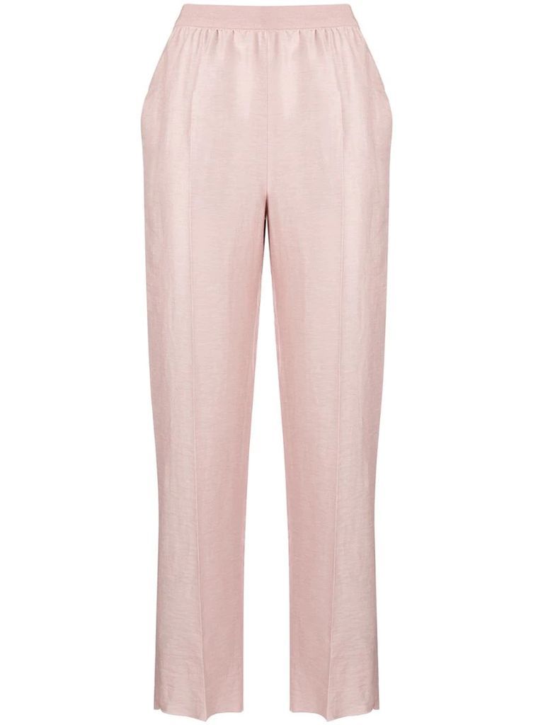 elasticated linen-blend trousers