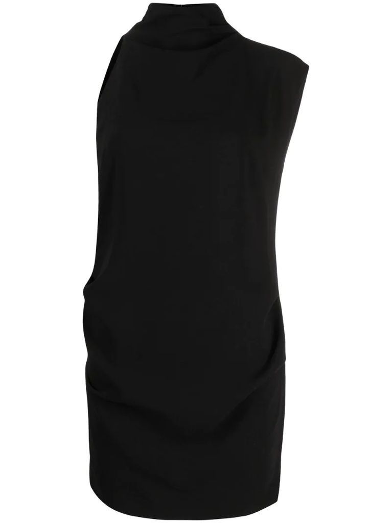 Victa asymmetric-sleeve mini dress