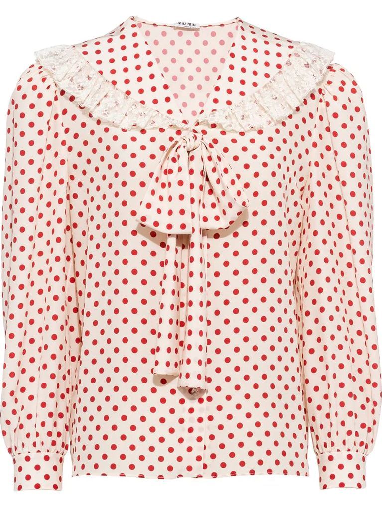 polka dot bow-embellished blouse