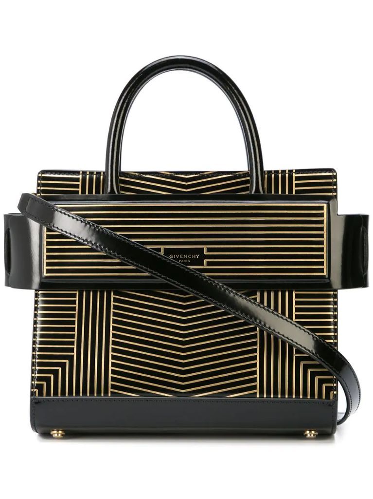 striped structured tote bag