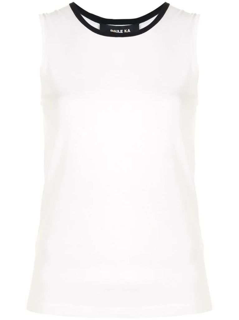 contrast trim knitted tank top