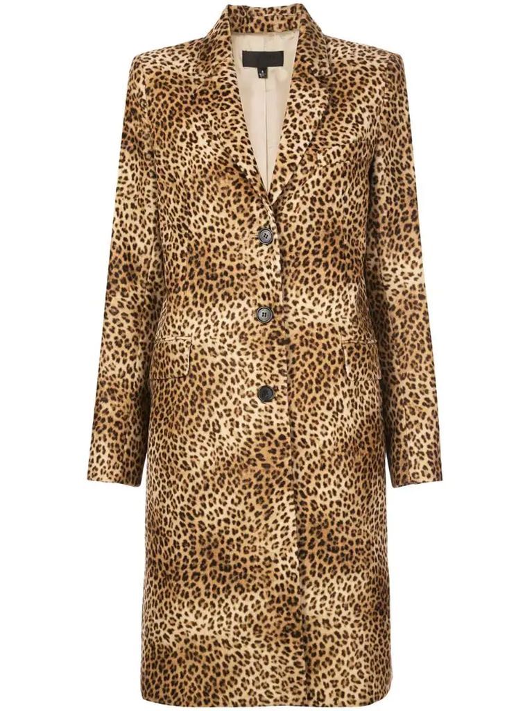 leopard print single breasted coat