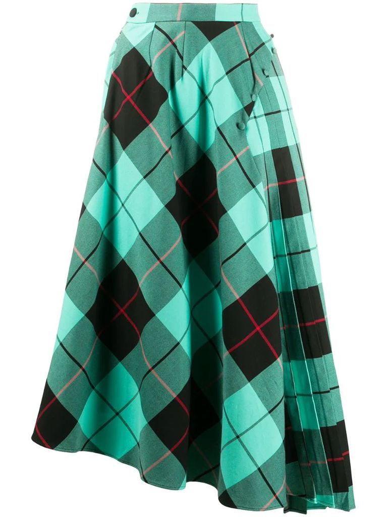 asymmetric tartan skirt
