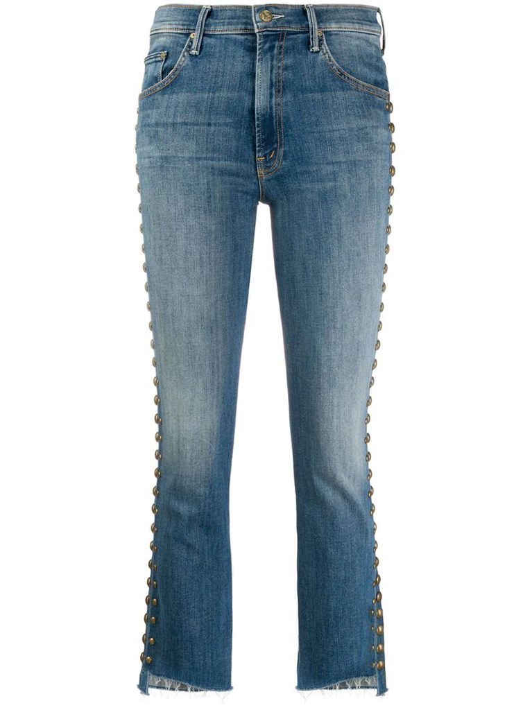 stud-embellished cropped jeans