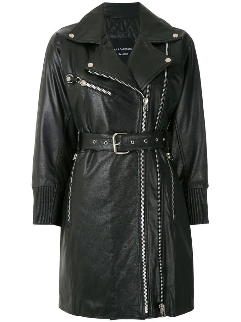 + Kalline elongated leather jacket