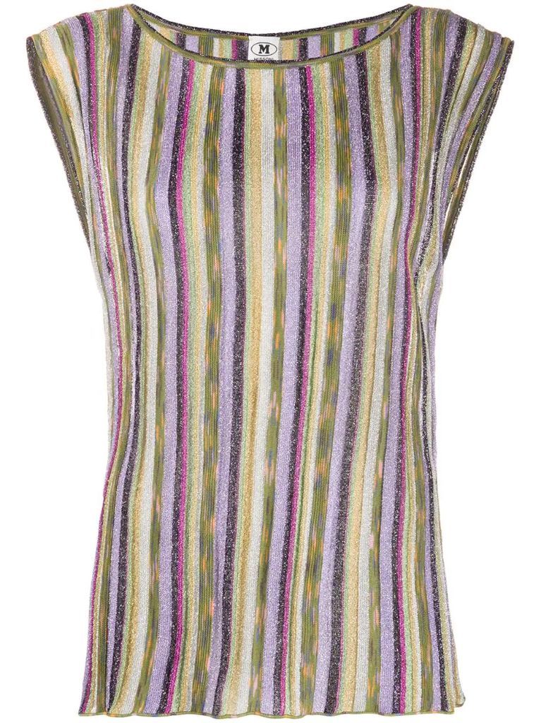 striped sleeveless knit top