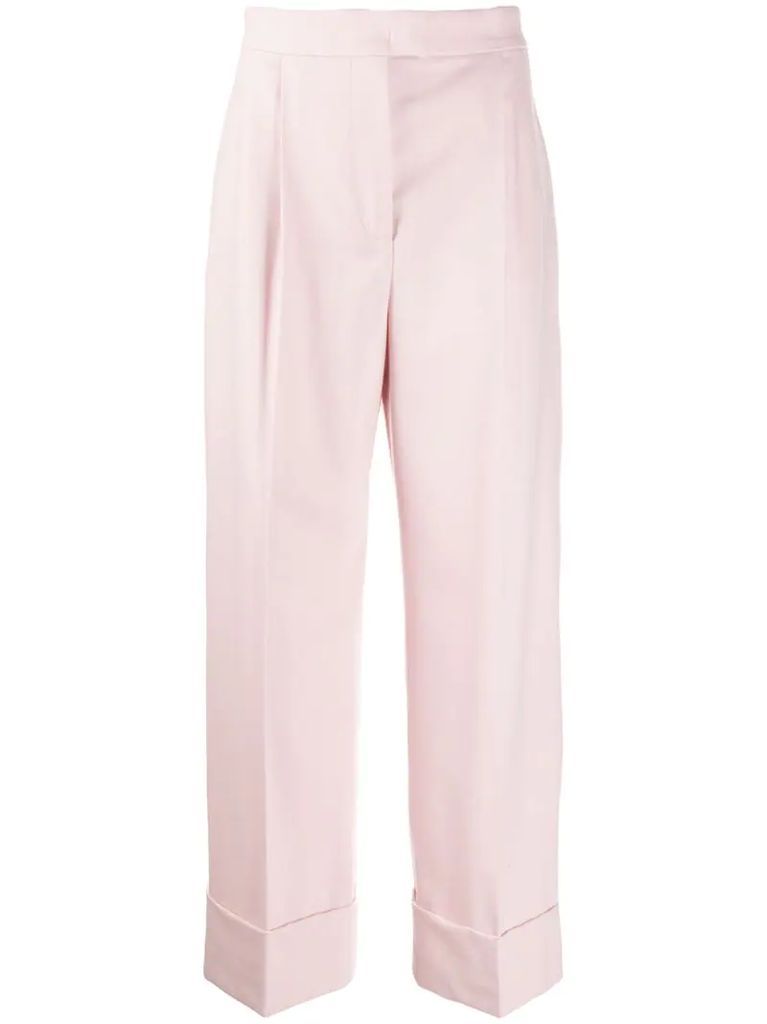 high-waisted palazzo trousers