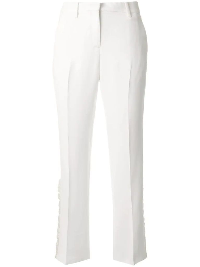 cropped ruffle detail trousers