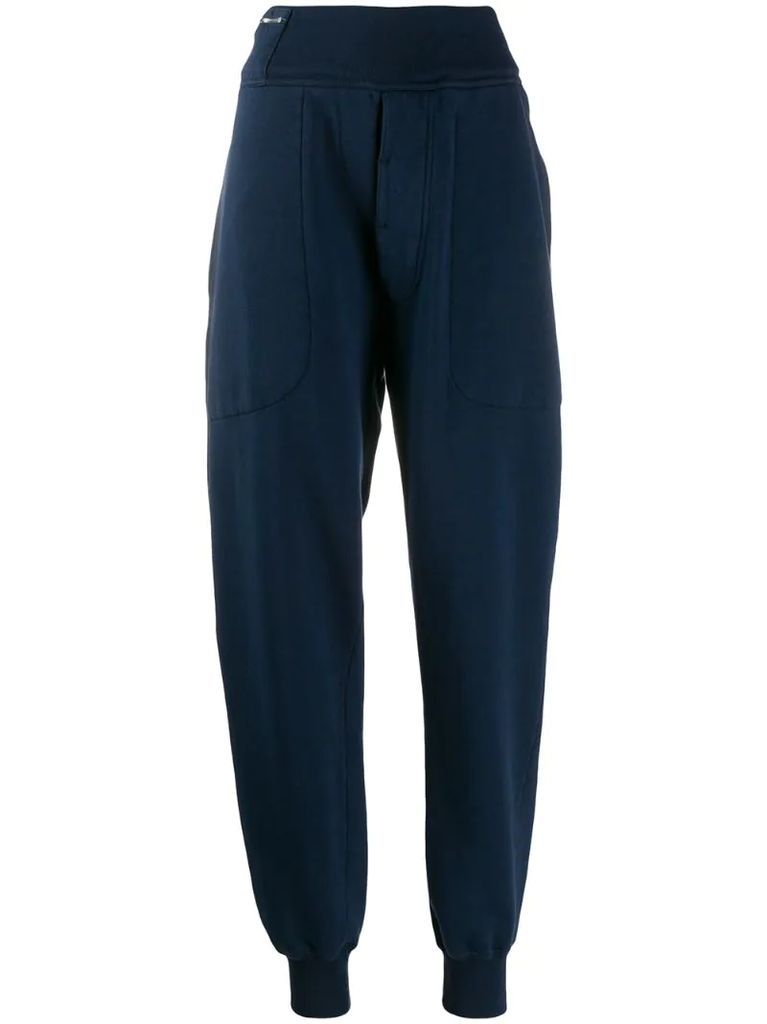drop-crotch tapered trousers