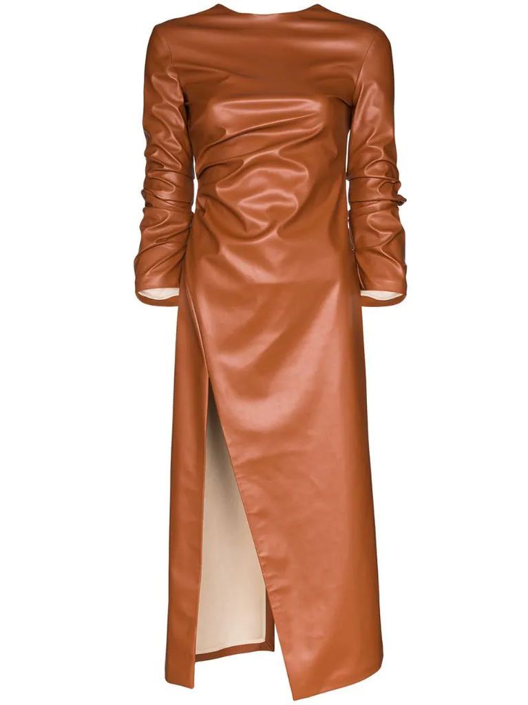faux leather midi dress
