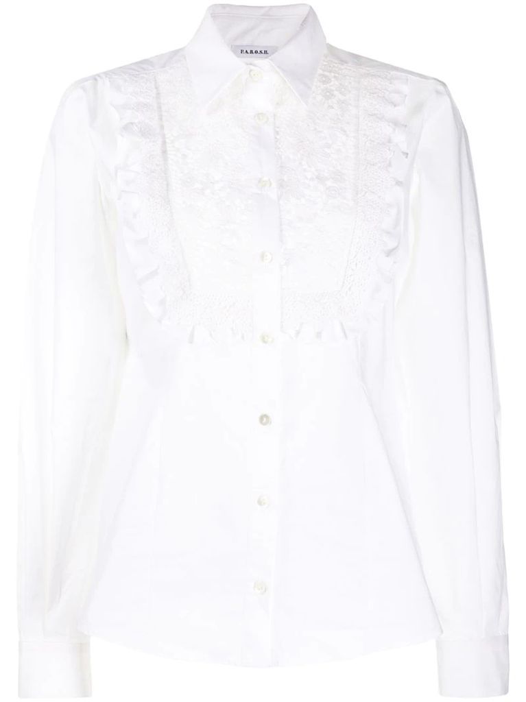 frilled lace-detail blouse