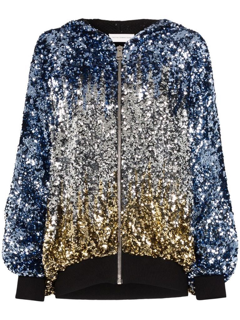 sequin-embellished hooded jacket