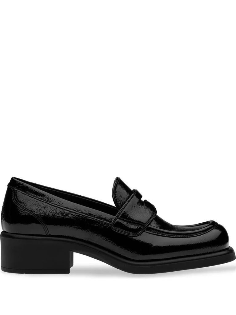 chunky-heel patent loafers