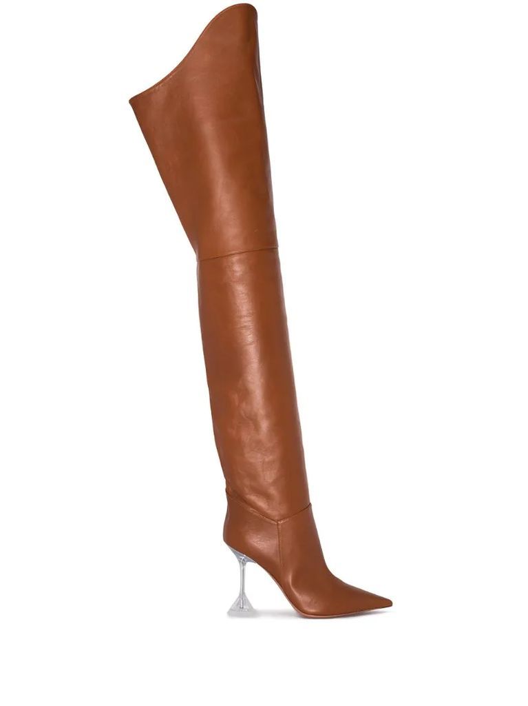 Iman 95mm leather thigh-high boots