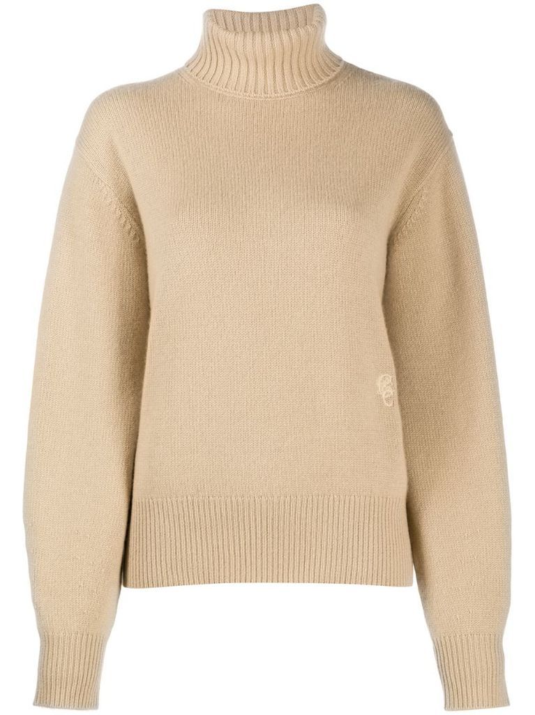 roll-neck drop-shoulder jumper