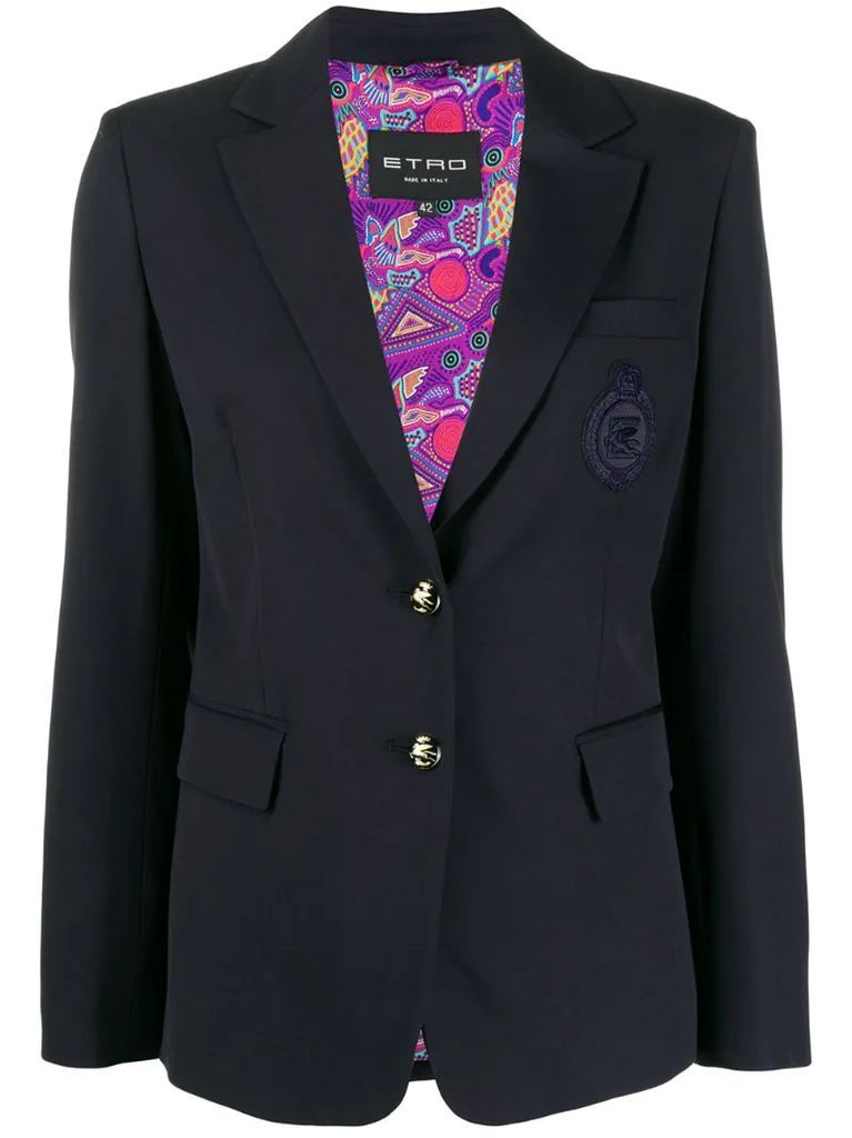 logo embroidered blazer