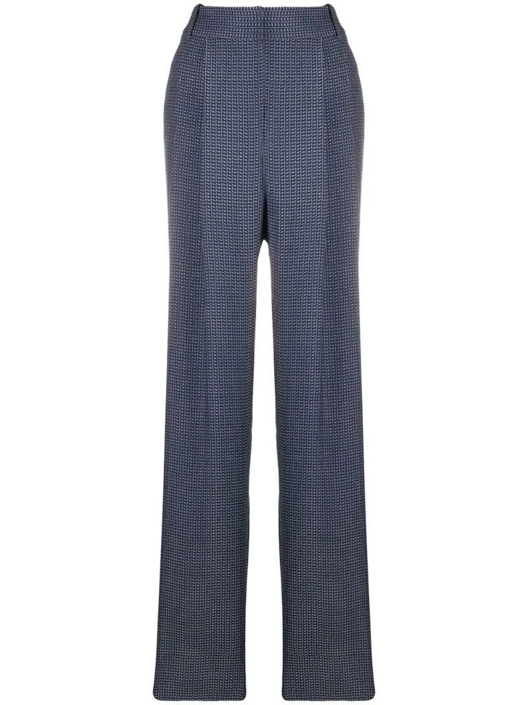 geometric-pattern high-rise trousers