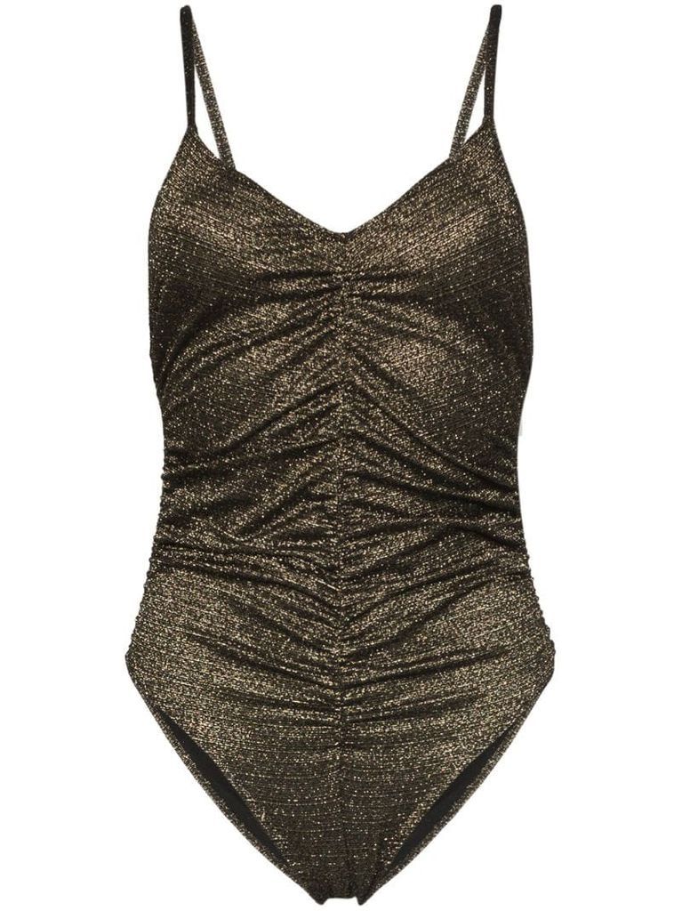 metallic ruched camisole body