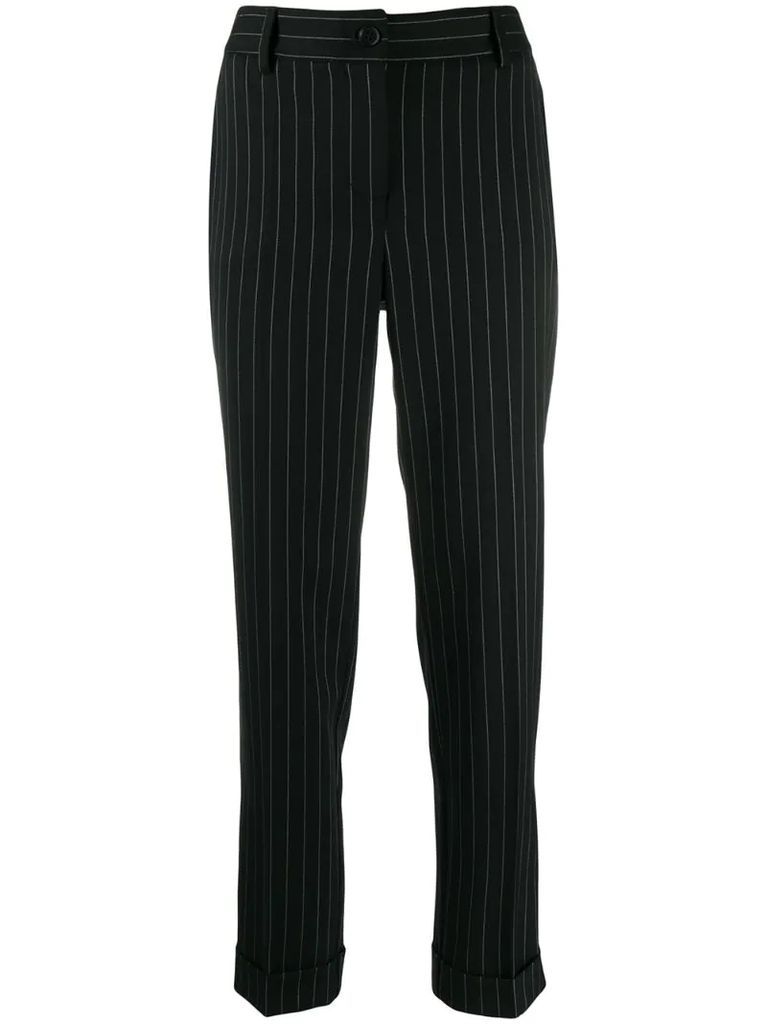 straight pinstripe trousers