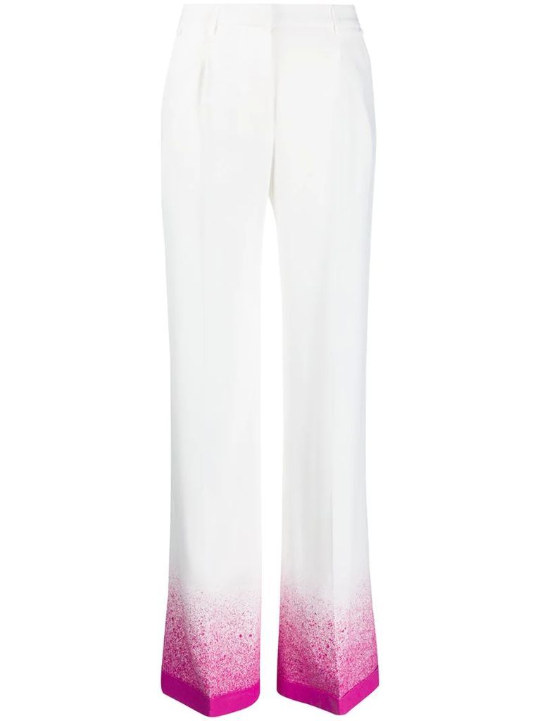 splatter-effect palazzo pants