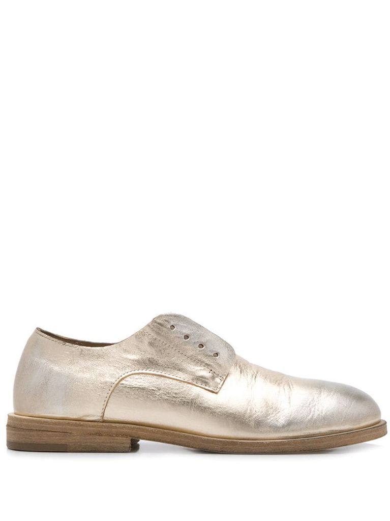 metallic side lace-up detail loafers