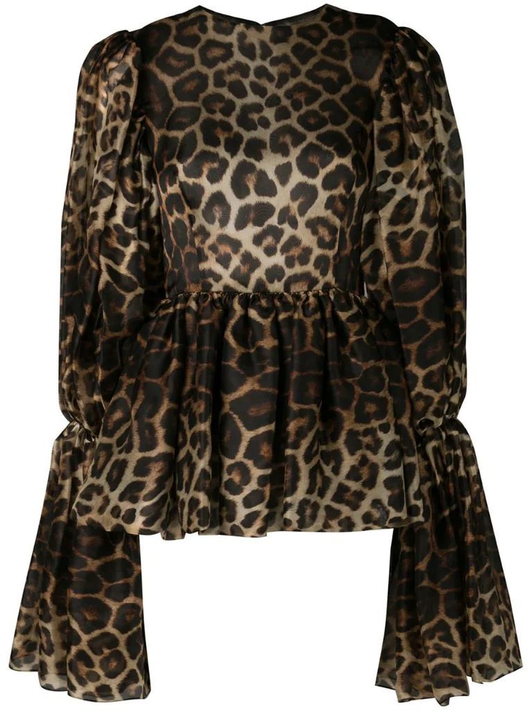 leopard print bell sleeve blouse