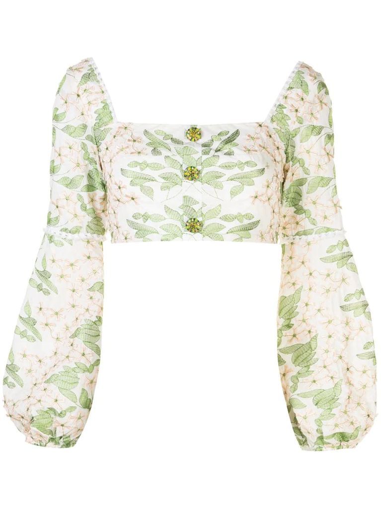 Ikala floral-embroidered top
