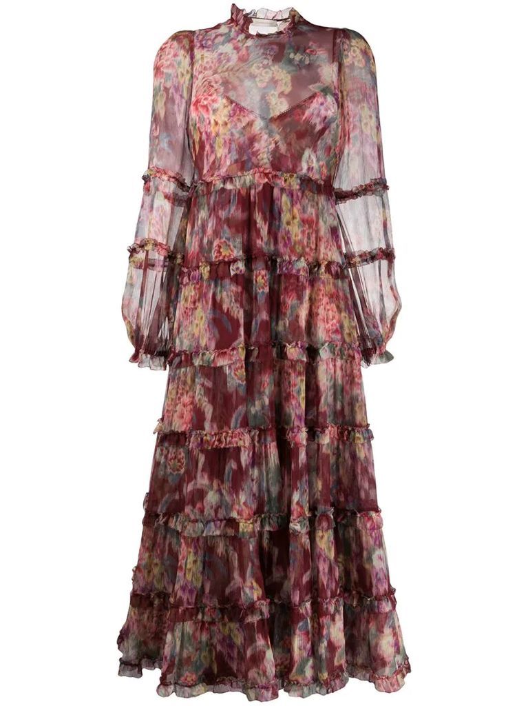 floral-print maxi tiered dress