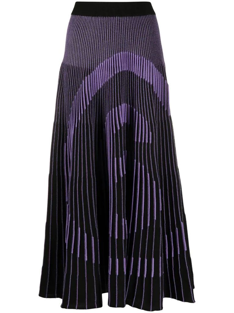 number knitted pleated skirt