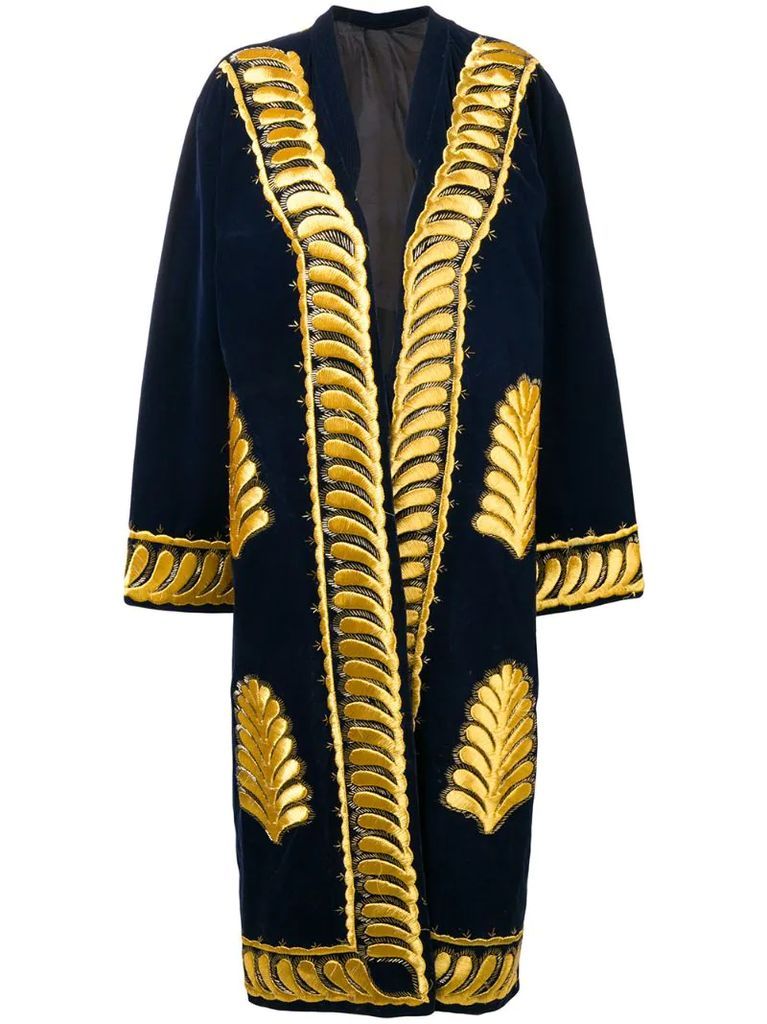open front embroidered coat
