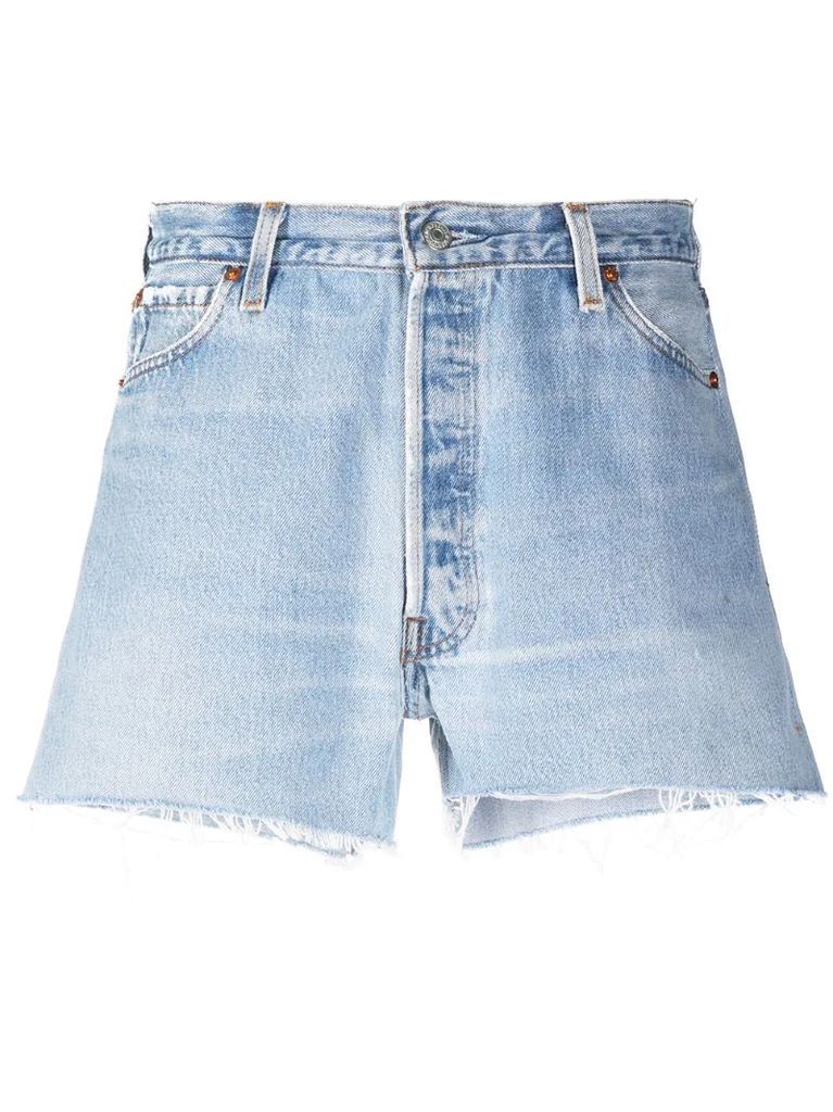 high-rise raw-cut denim shorts