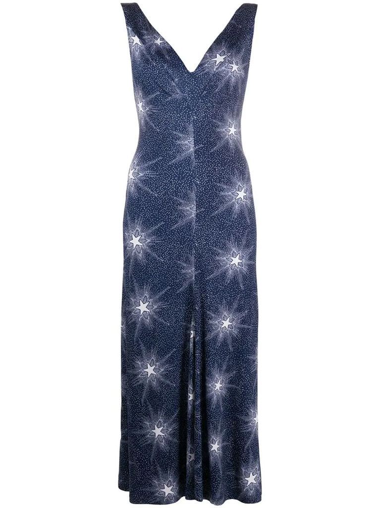 star print V-neck dress