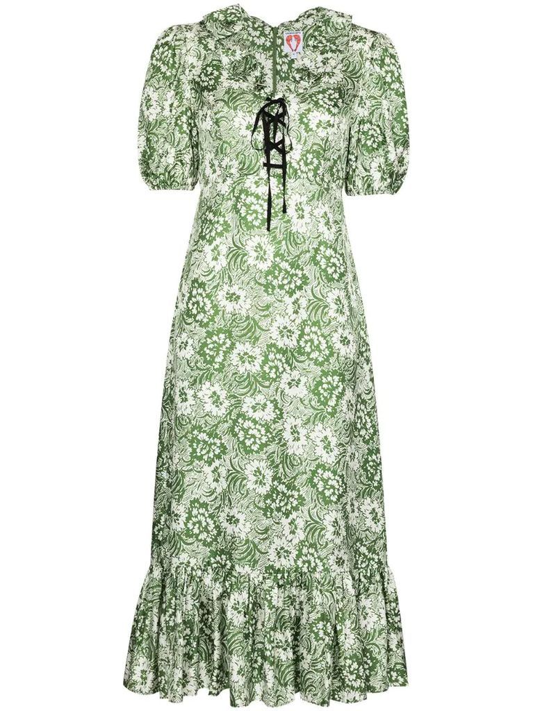 Oakley floral-print silk midi dress