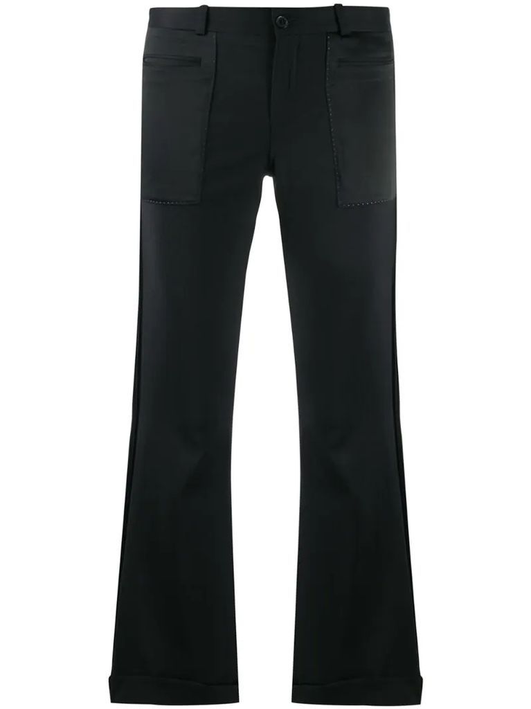 cropped kick flare trousers