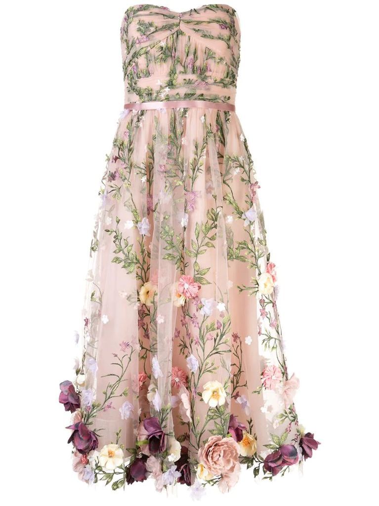 floral appliqué midi gown