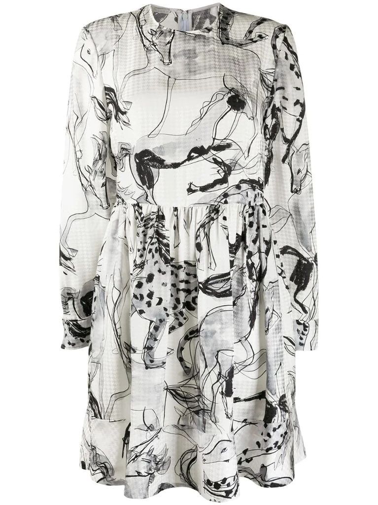 silk abstract print dress