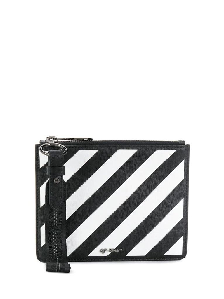 Diagonal stripe zipped pouch