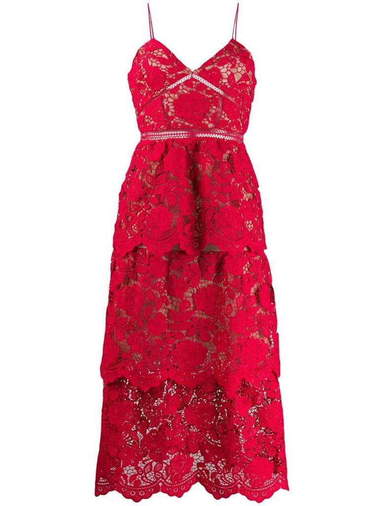 floral-lace A-line dress