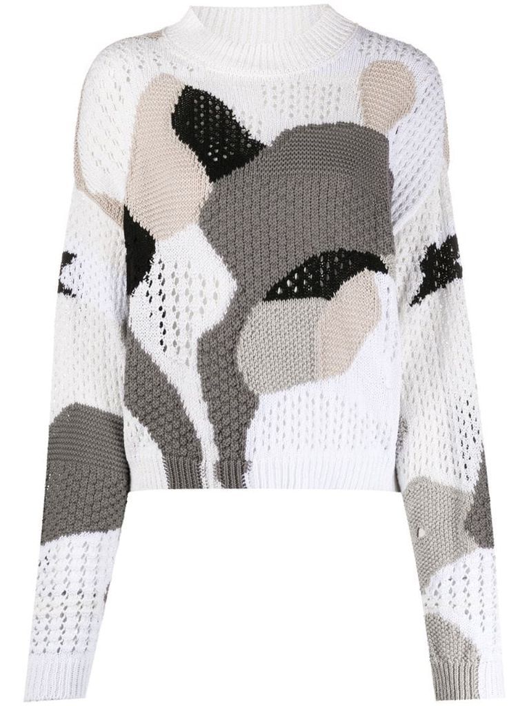 patchwork knitted jumper